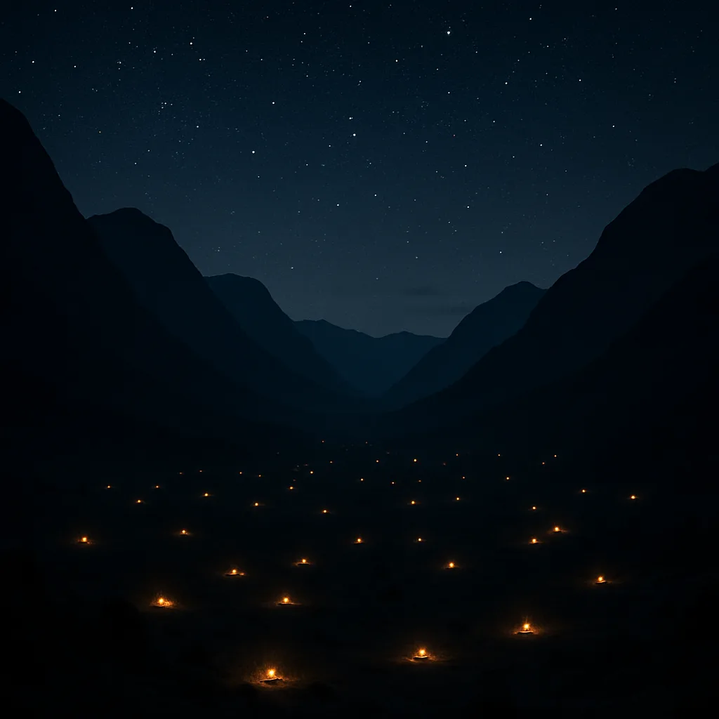 Many Distant Campfires Twinkle Like Fallen Stars