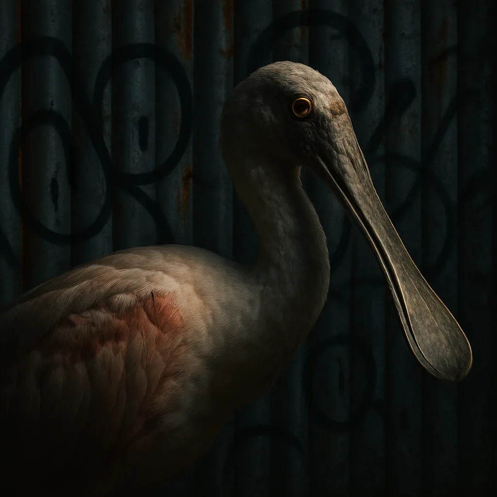 Dimly Side-lit Macro Spoonbill