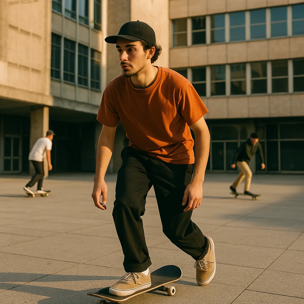 Young Man Skateboarding in an Urban