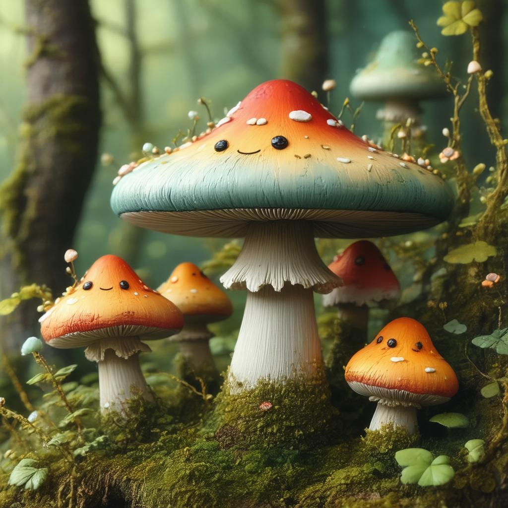 Claymation Mushroom Folk With Whimsical Faces