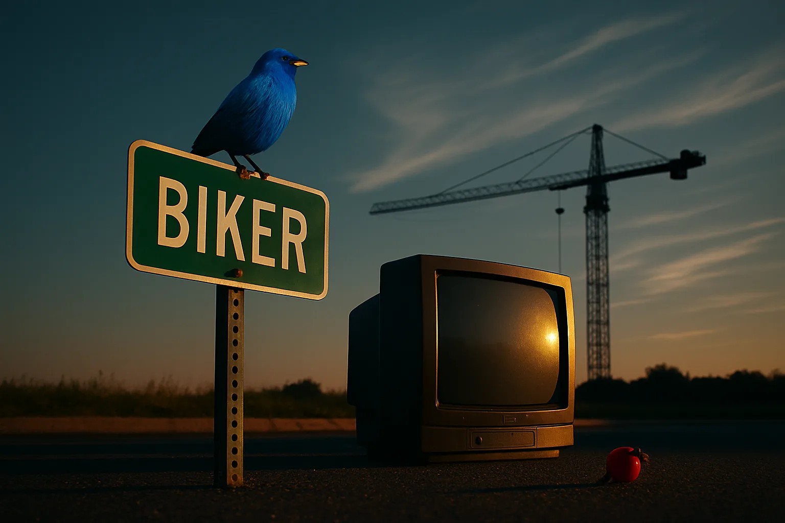 Indigo Bunting on a Street Sign
