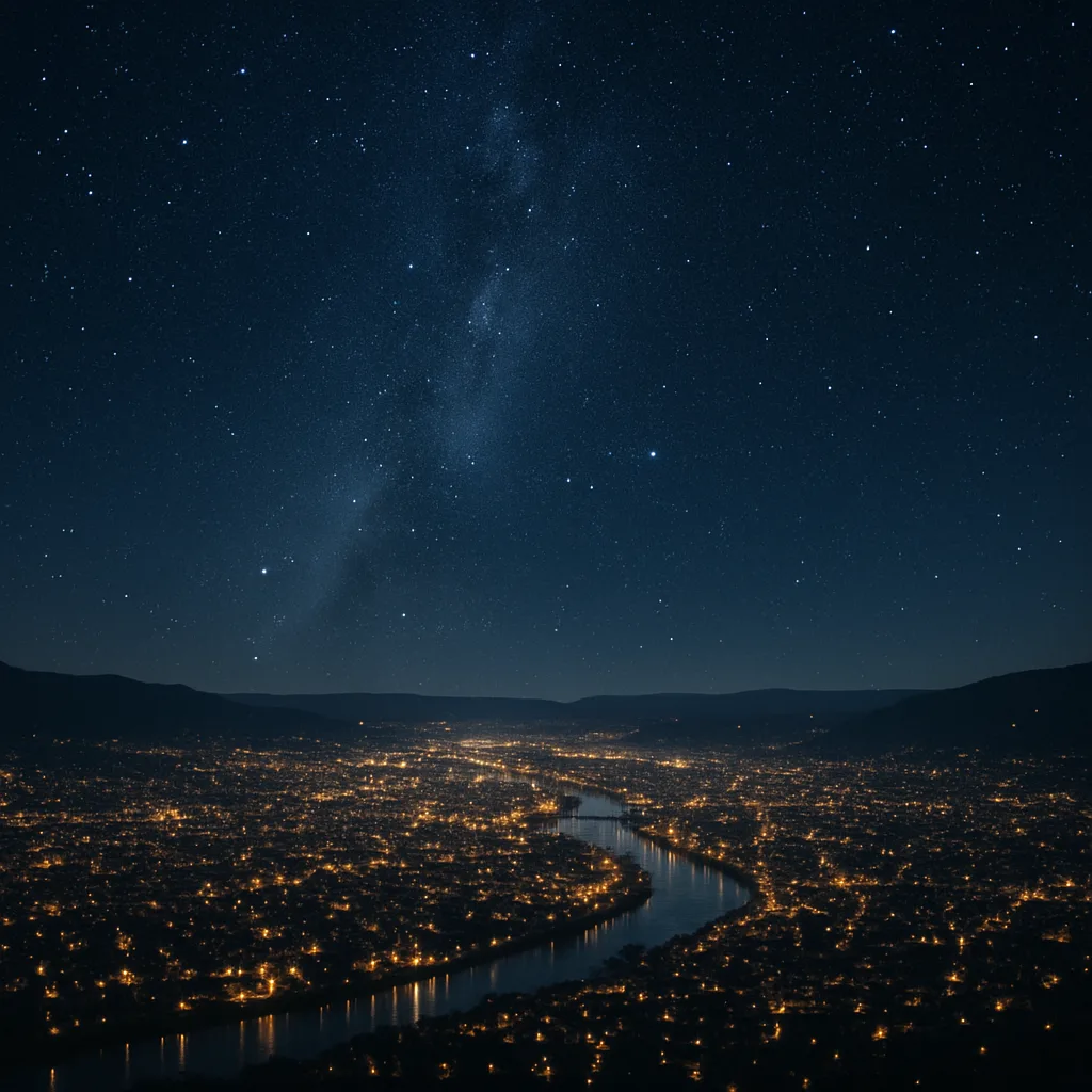 Innumerable Tiny Lights of a Sprawling Metropolis Twinkle