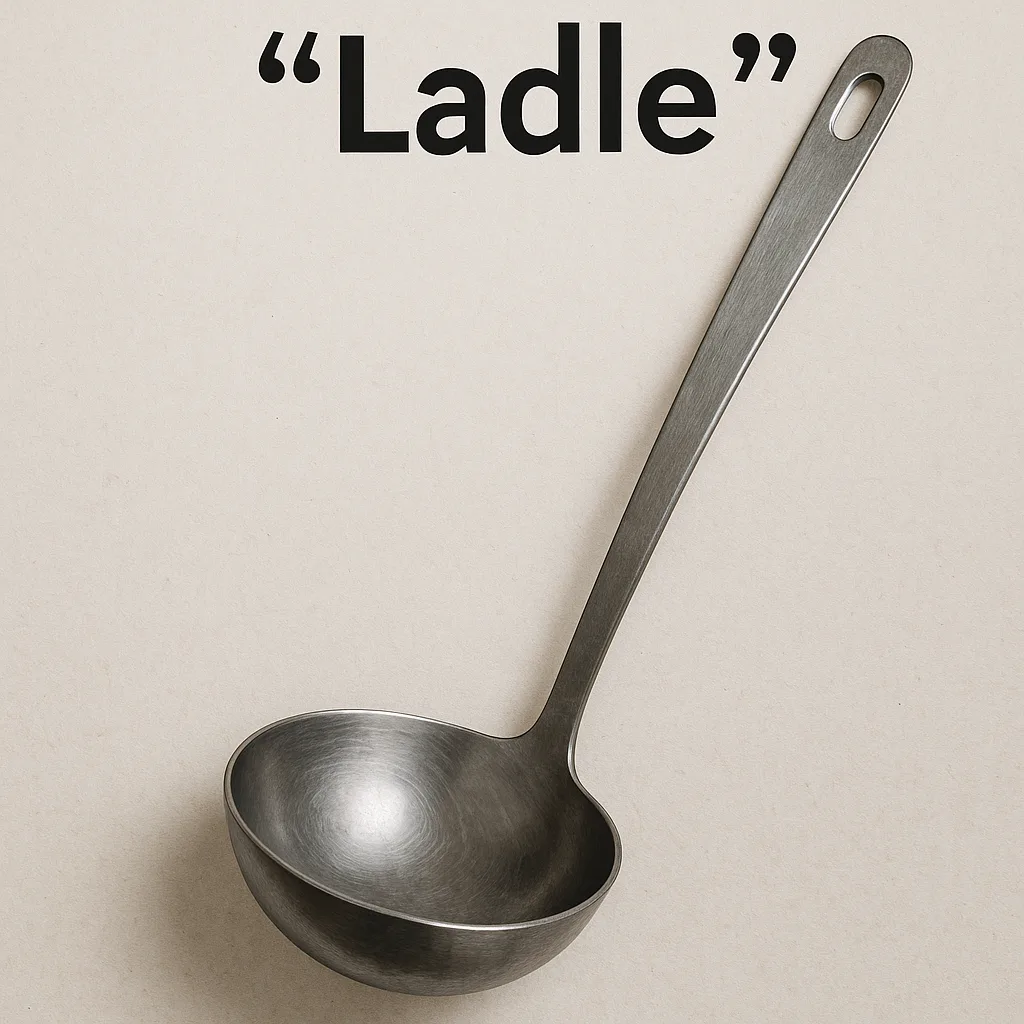 Provide a Single-word Sentence About a Ladle