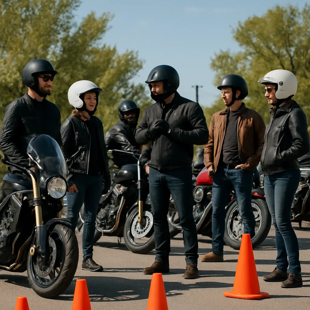 Group of People with Motorcycles Gathered Outdoors