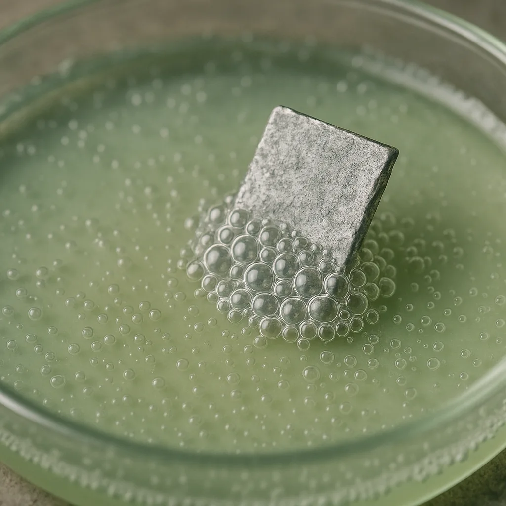 Tiny Piece of Tin Submerged in a Diluted Sulfuric Acid