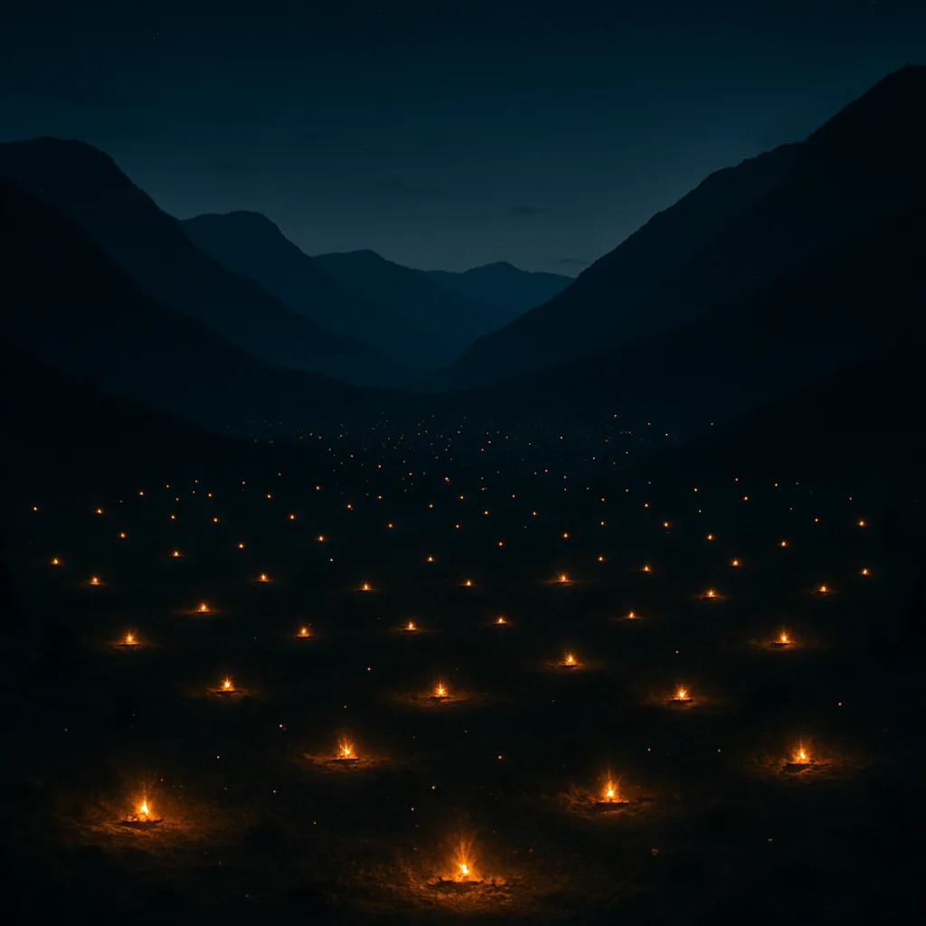 Countless Distant Campfires Twinkle Like Fallen Stars Across a Vast