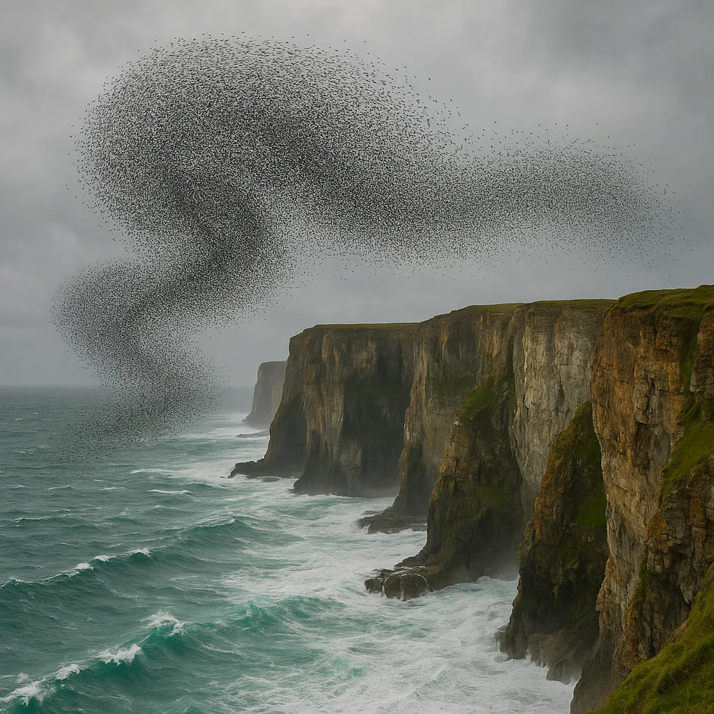 Vast Murmuration of Countless Tiny Birds Swirls Like Smoke
