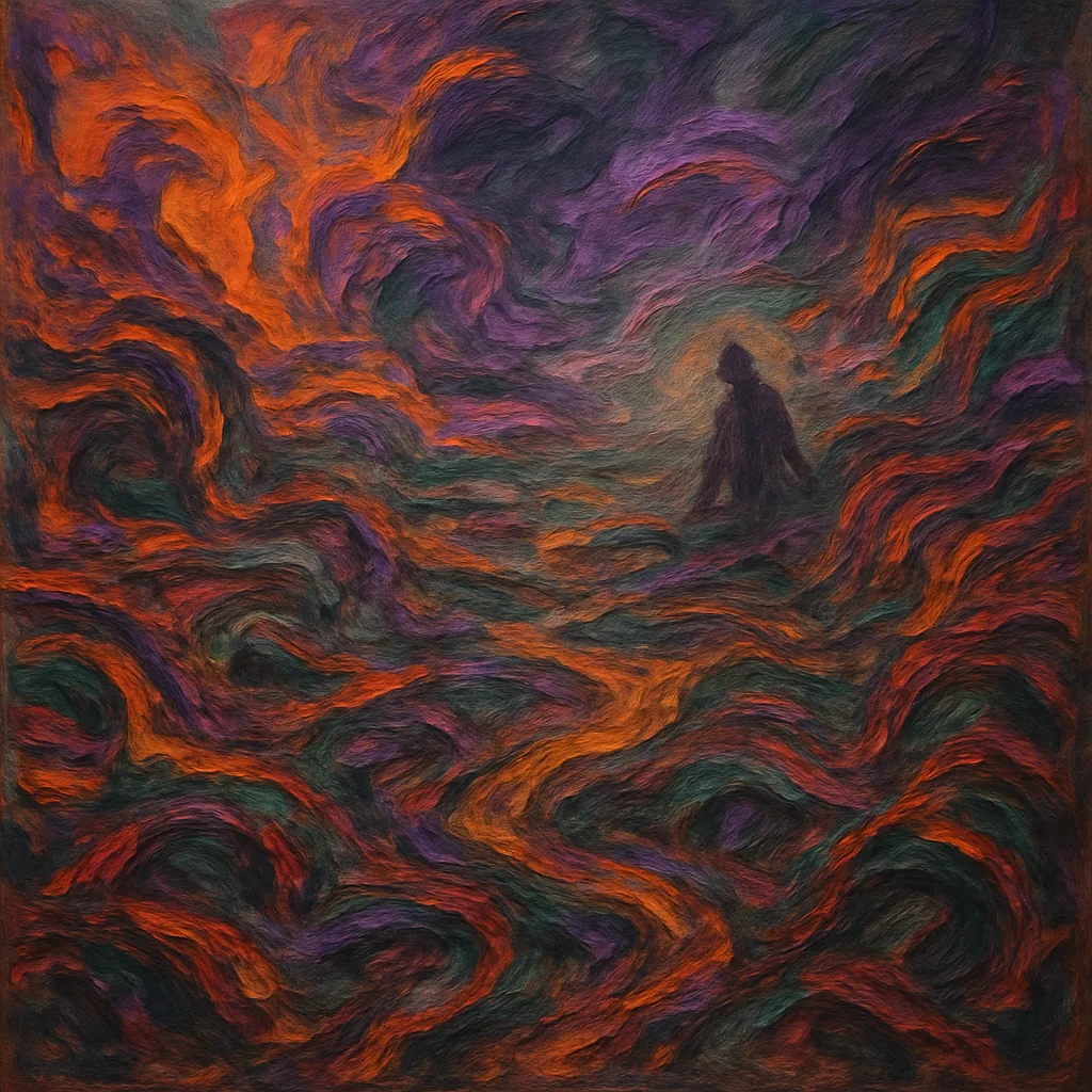 Abstract Oil Painting Depicting a Chaotic Fusion of Vibrant Hues