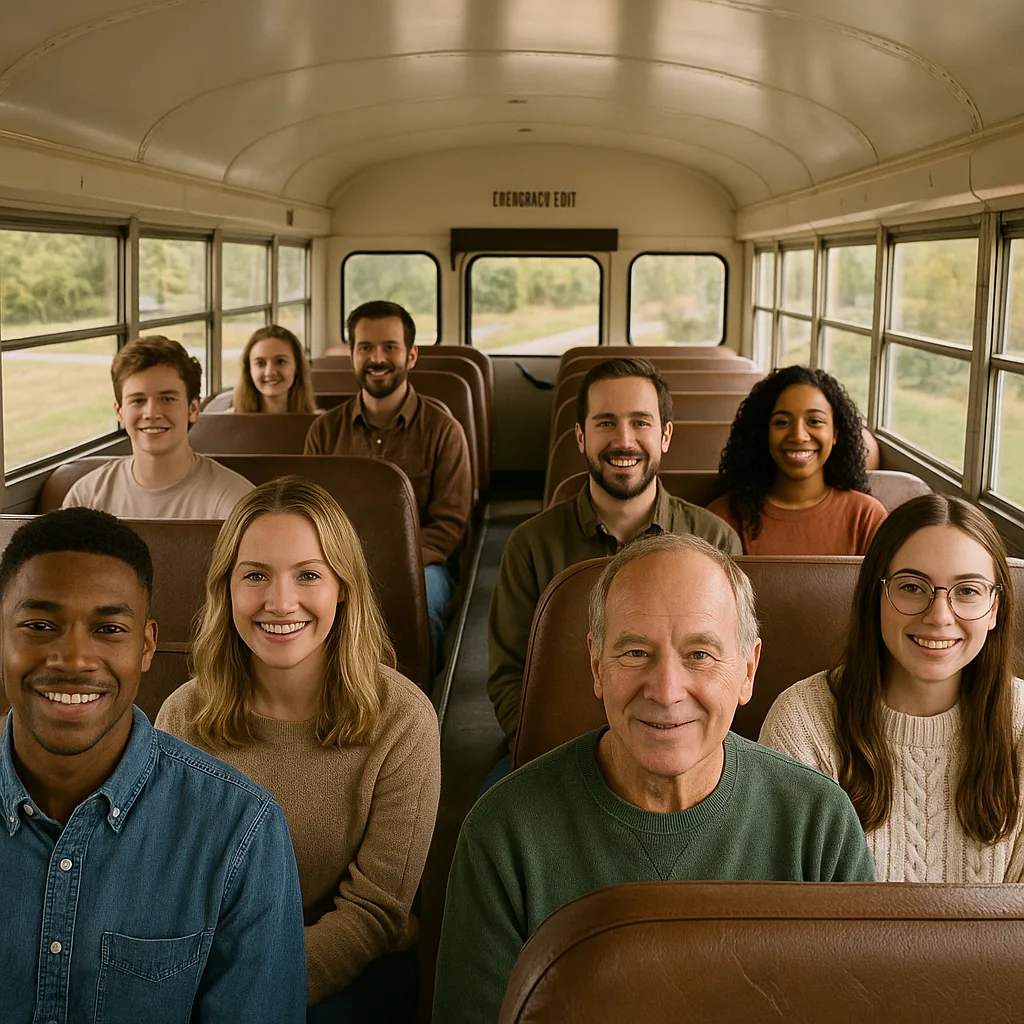 Group of People Seated Inside a School Bus