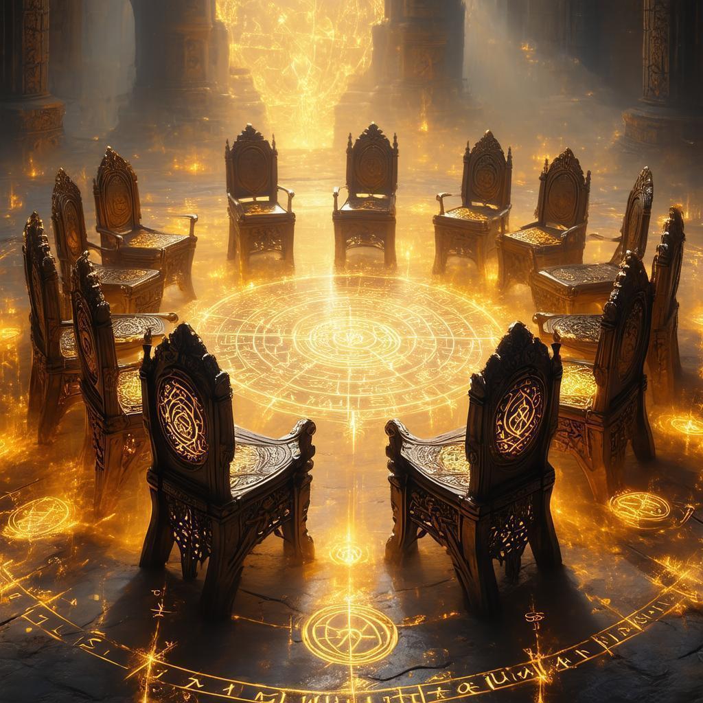 Mystic Circle of Carved Wooden Chairs