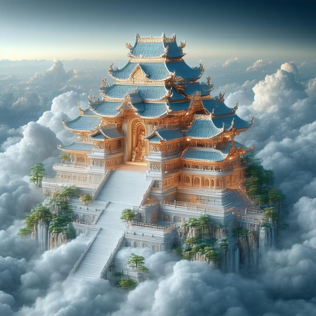 Cloud Temple From Above in Detailed 3D
