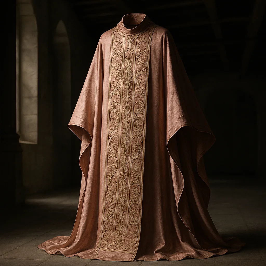 Single Floor-length Rose Pink Silk Vestment