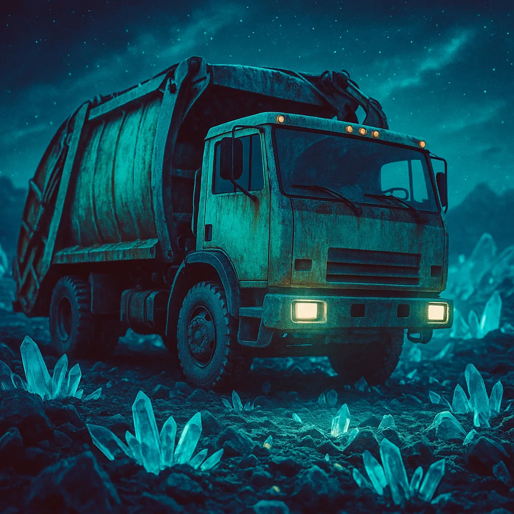 Cross-processed Macro of a Garbage Truck