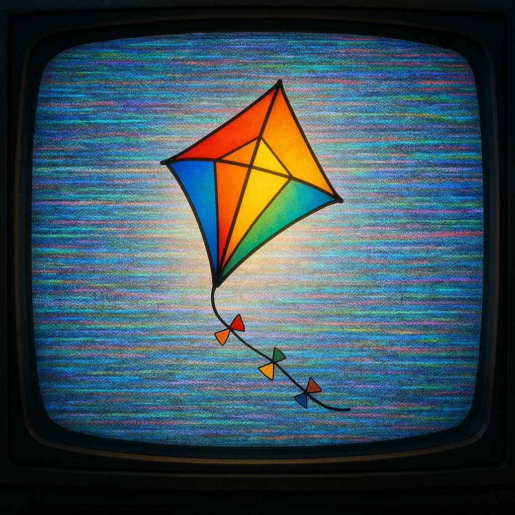 Radiant Kite Gliding While the Television Display Dances