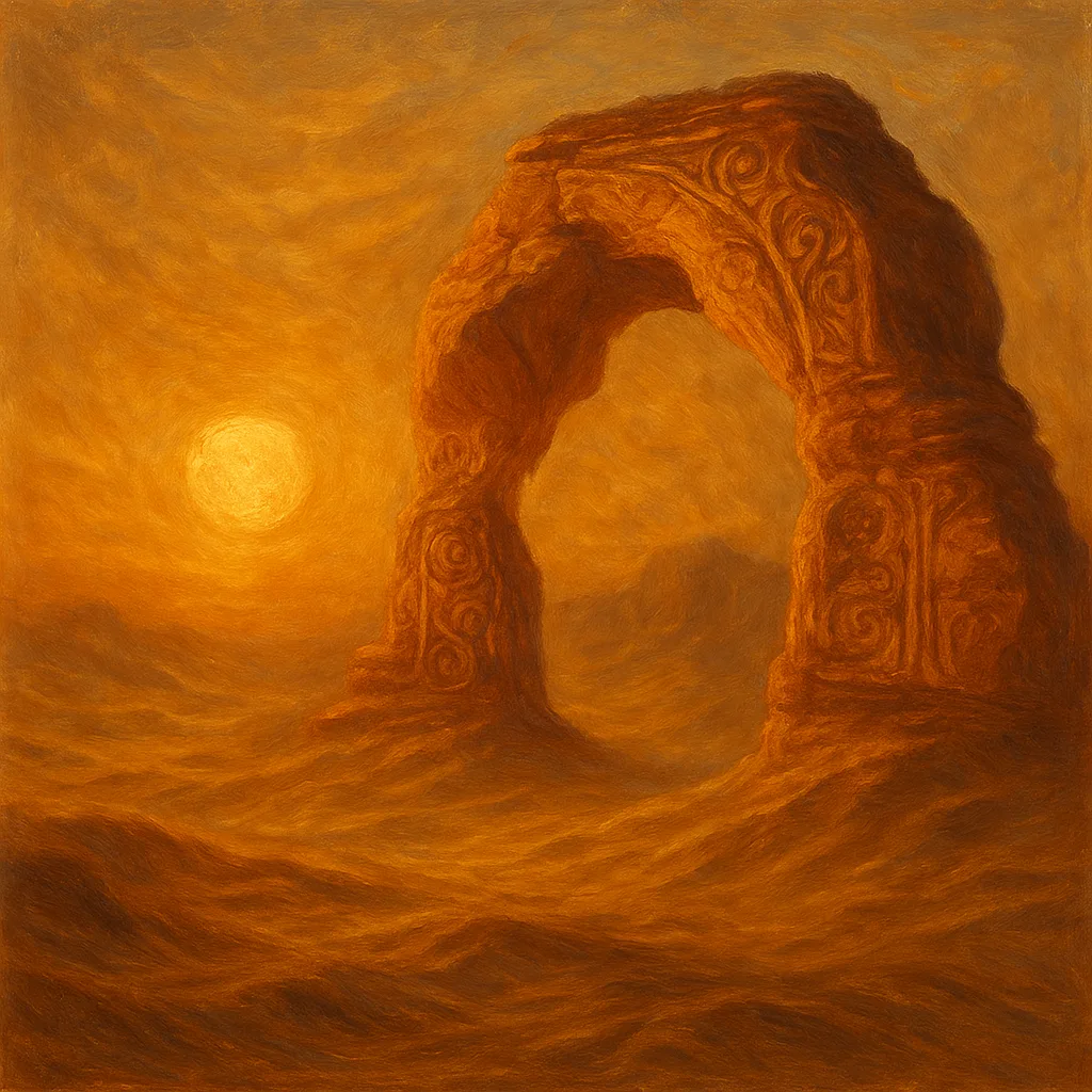 Ethereal Sunset Casts a Warm Glow over a Blustery Desert