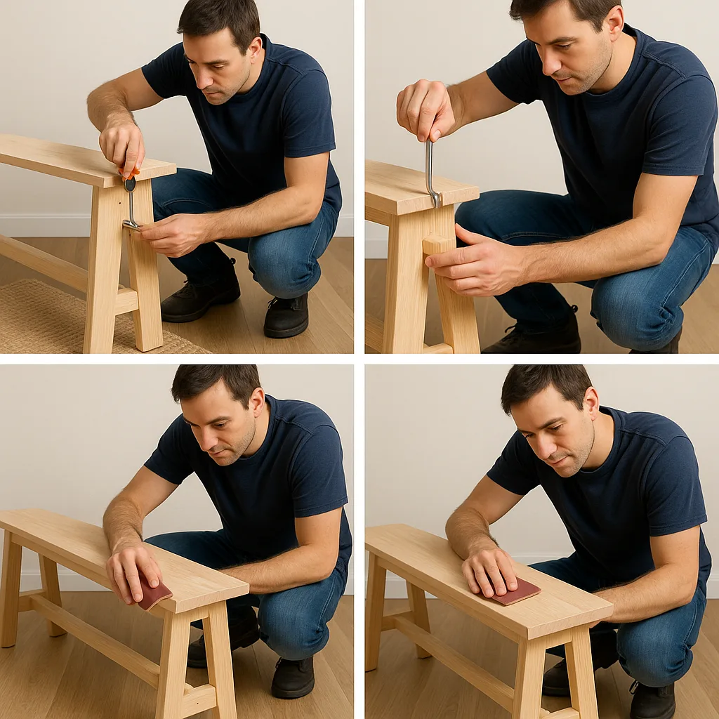 Man Is Putting the Bench Together