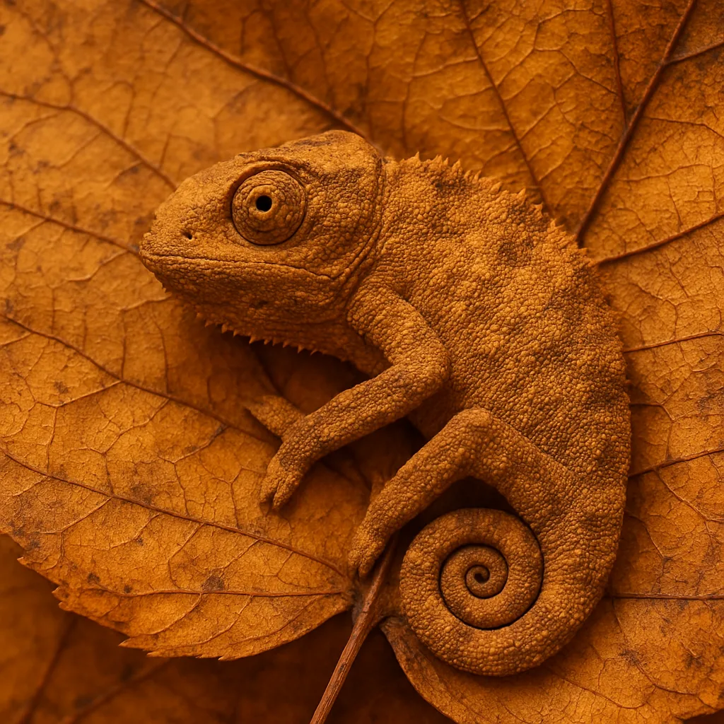 Chameleon Seamlessly Camouflaging Itself