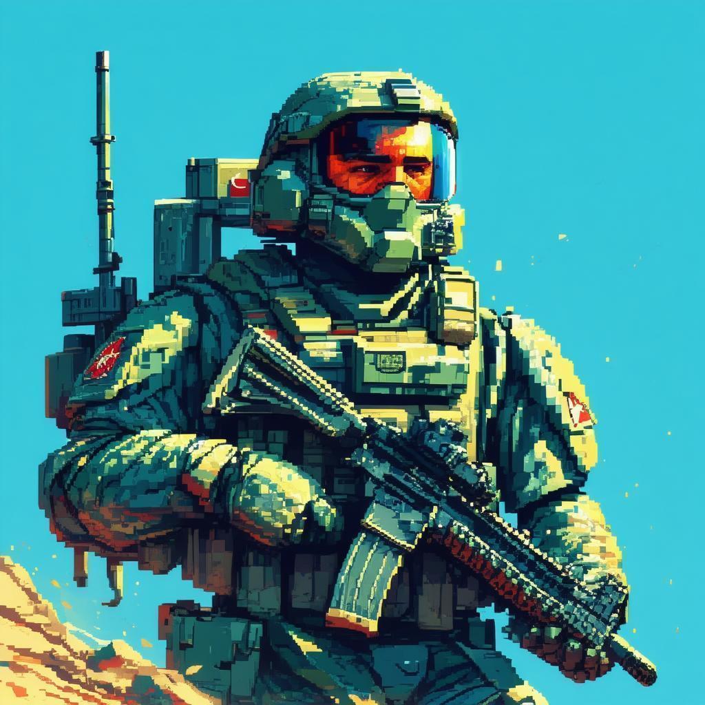Soviet Soldier in Blocky Pixel Power Armor