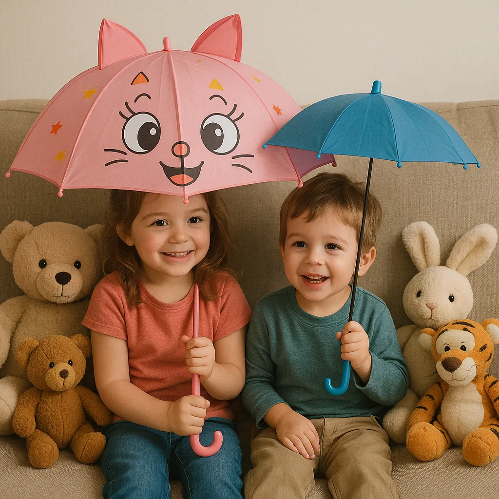 Two Young Children Sitting on a Couch