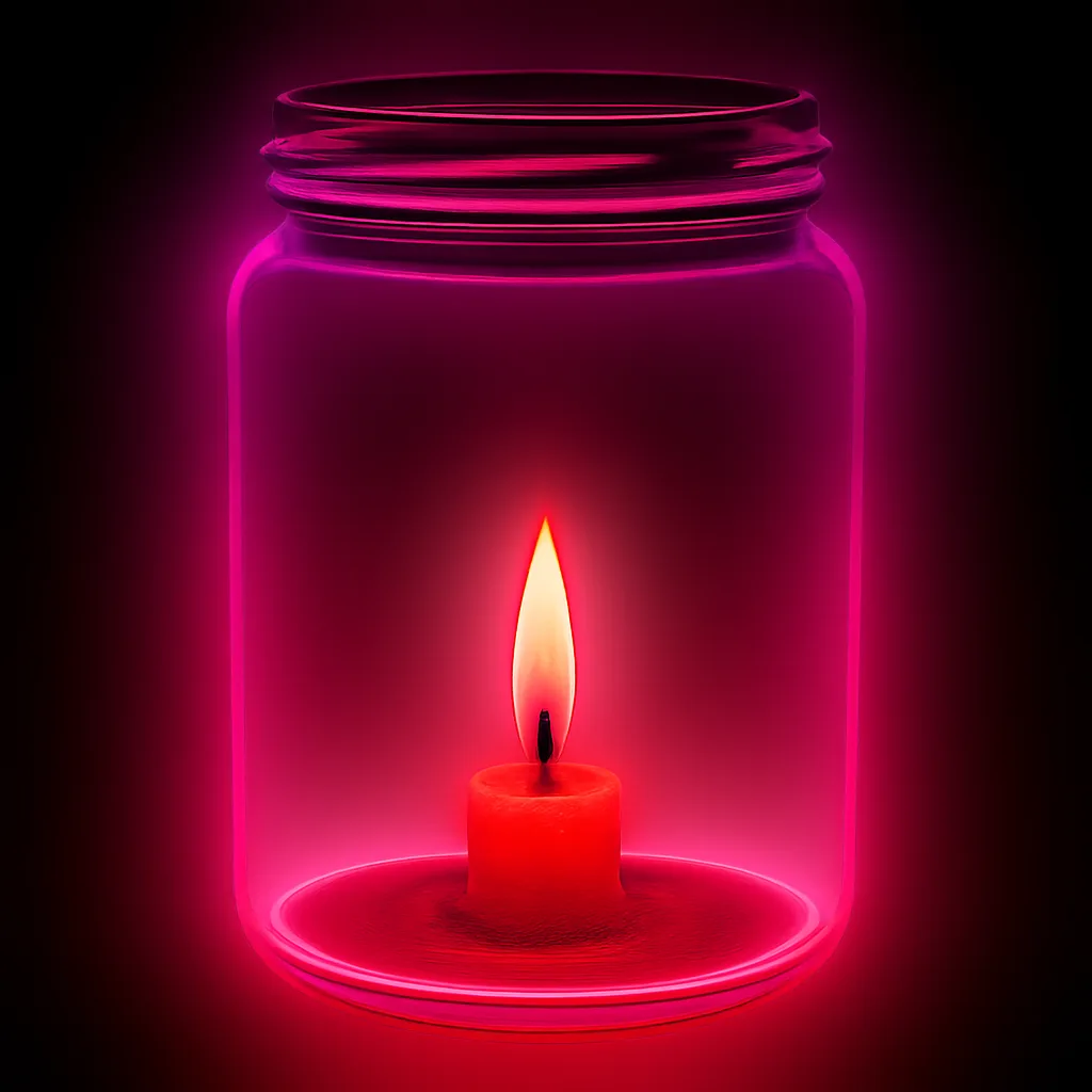 Tiny Candle Flame Within a Closed Jar Filled Exclusively