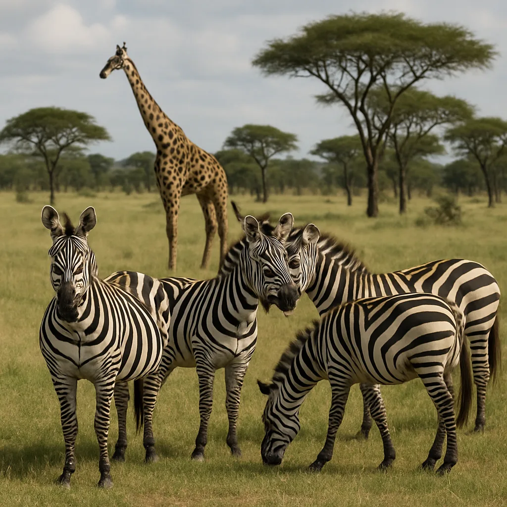 Group of Zebras on Grassy Terrain