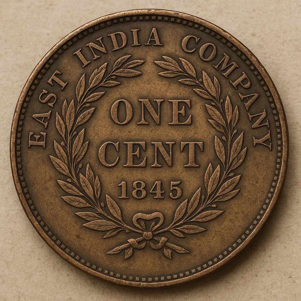 Vintage 1845 East India Company One-cent Coin