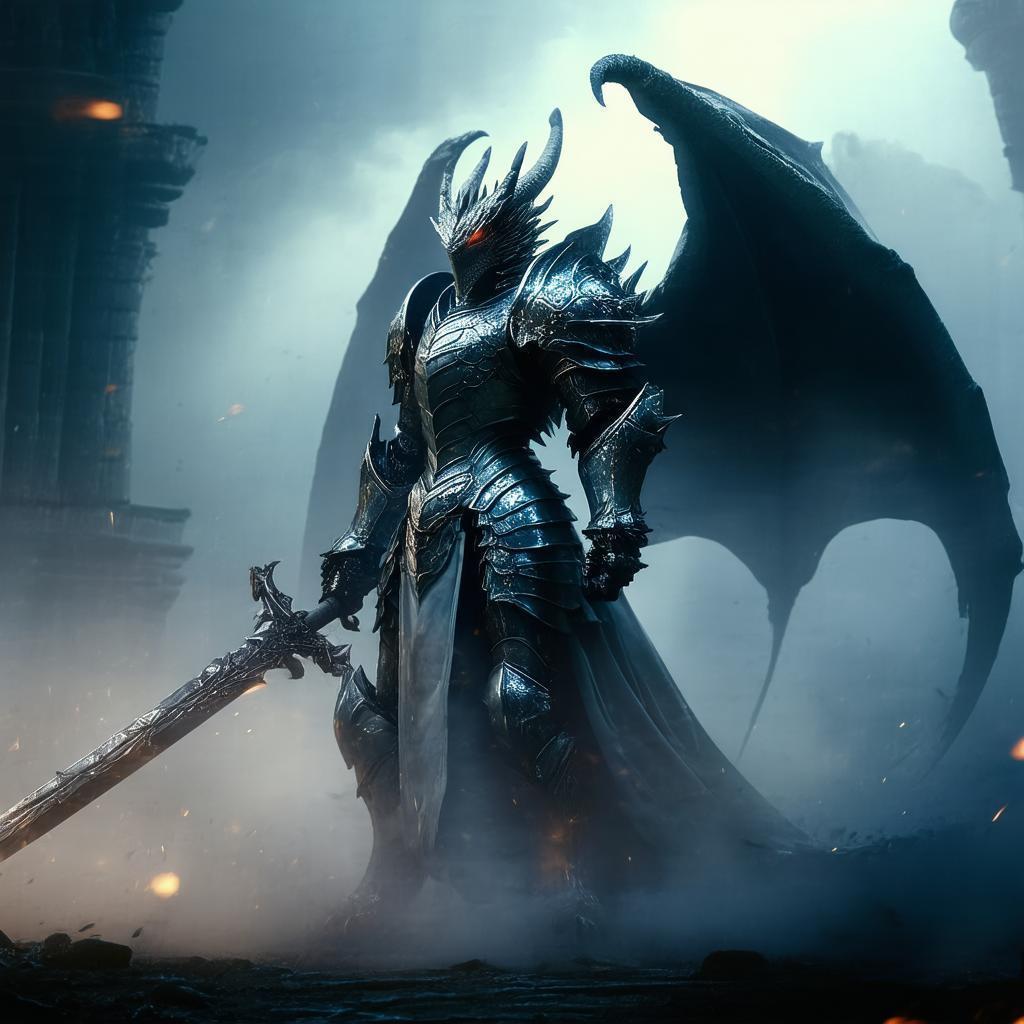 Fearsome Dragon Knight Poised for Battle