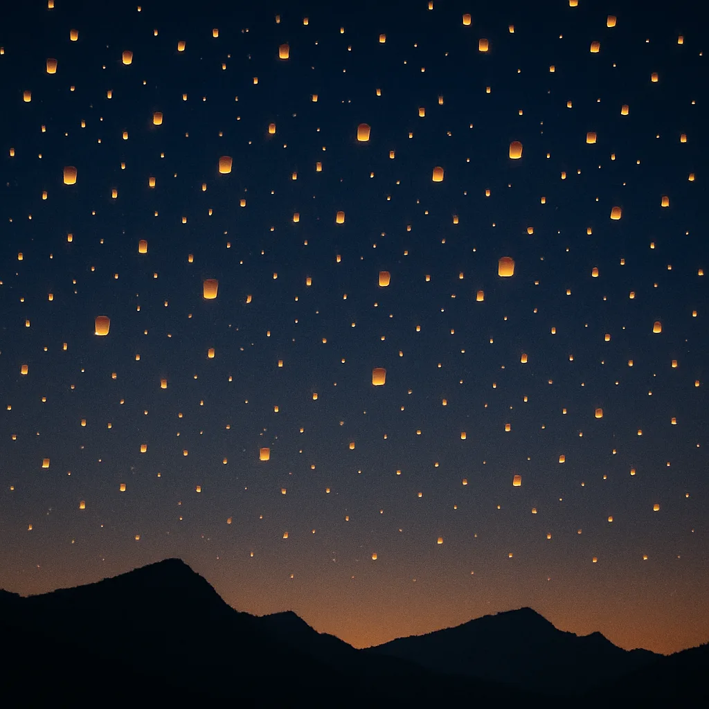 Myriad Tiny Lanterns Float Upwards
