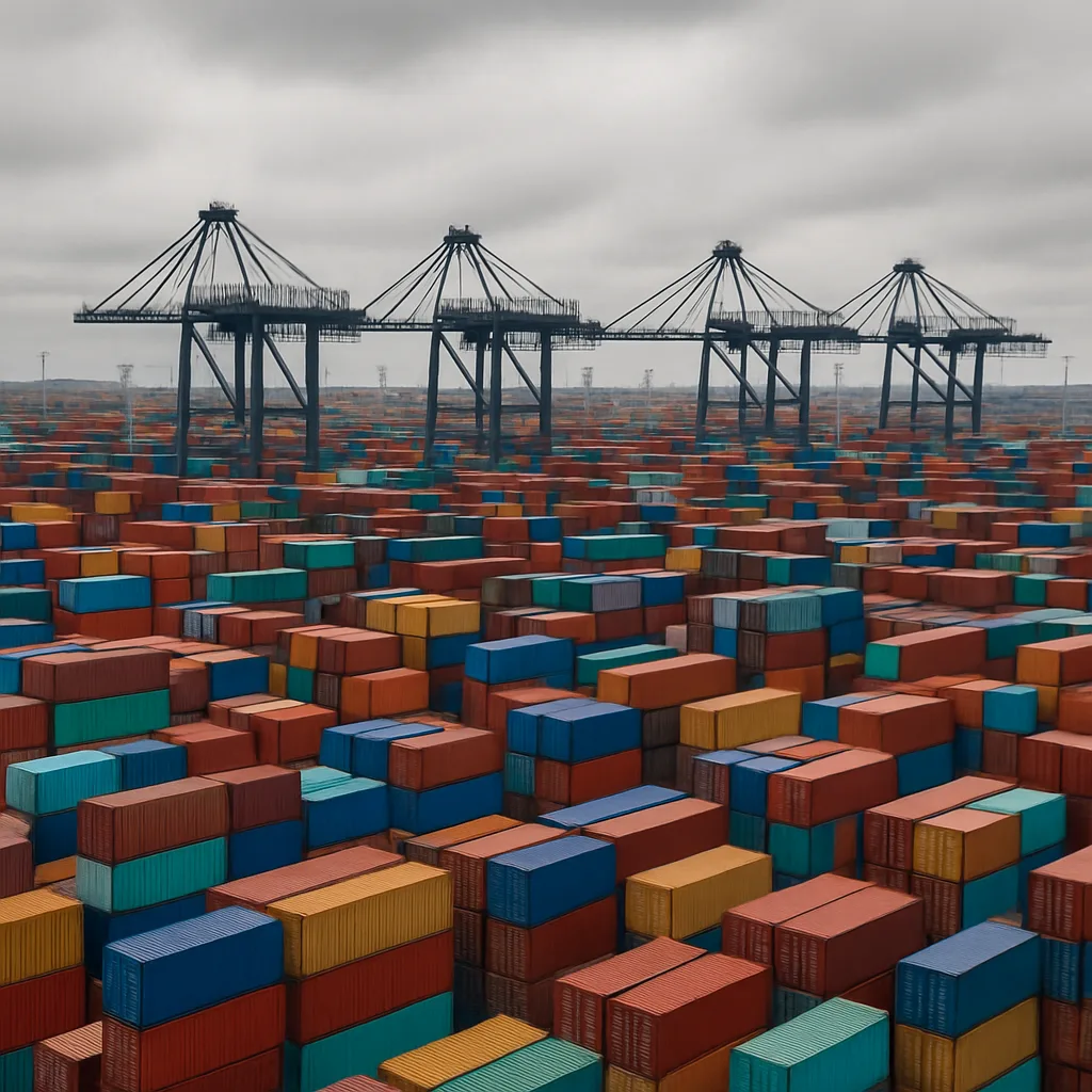 Thousands of Brightly Colored Shipping Containers
