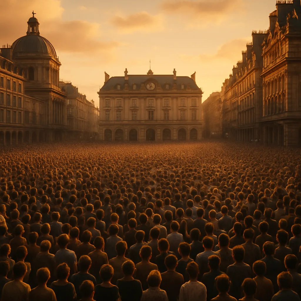 Dense Crowd of Tiny Figures Fills a Vast
