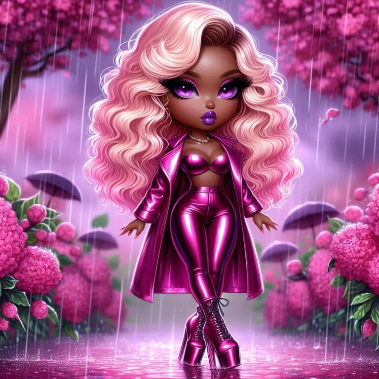 Beautiful Chibi Girl in Lush Garden
