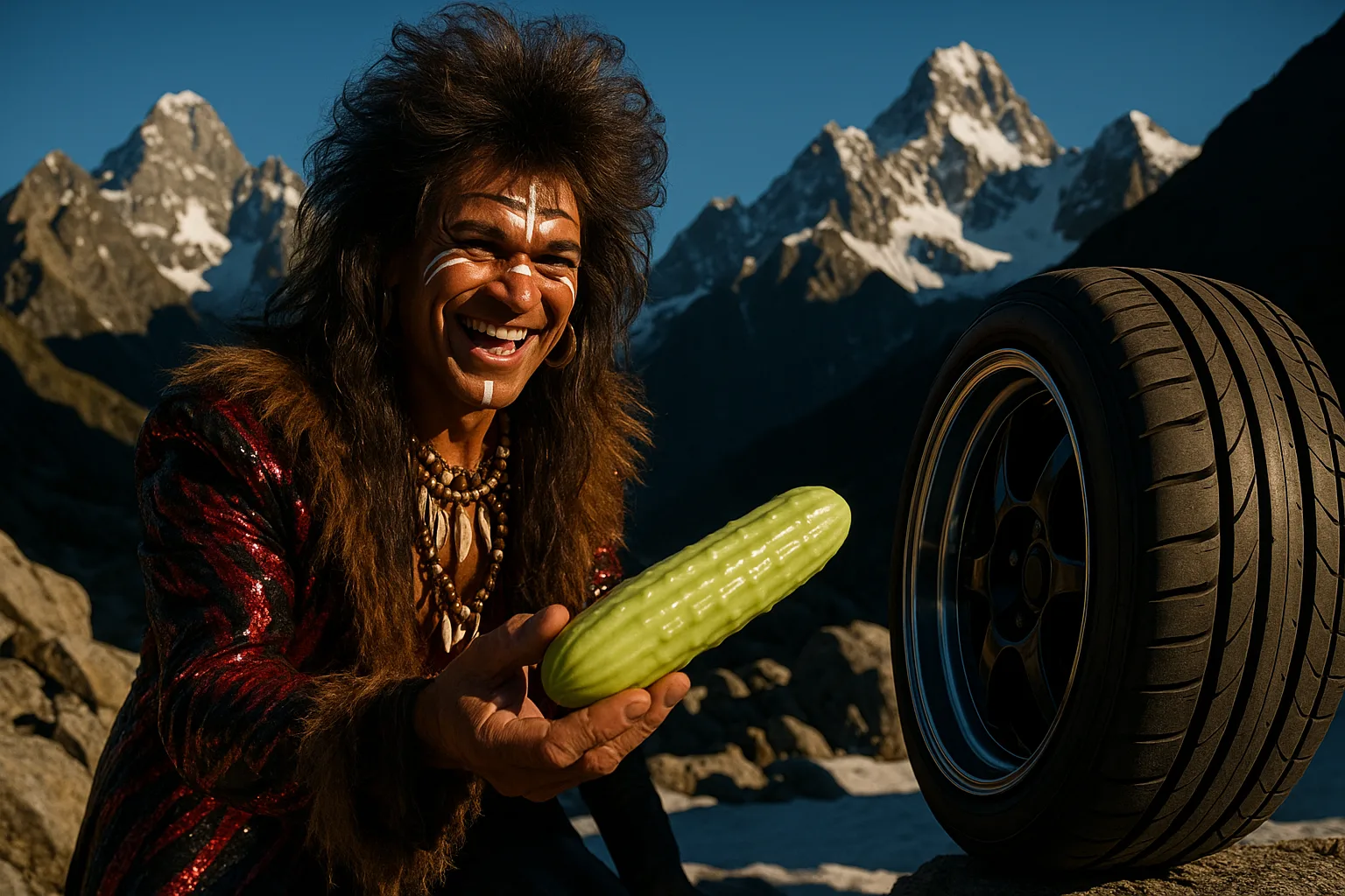 1980s Glam Shaman with a Wide Smile Offers a Glossy