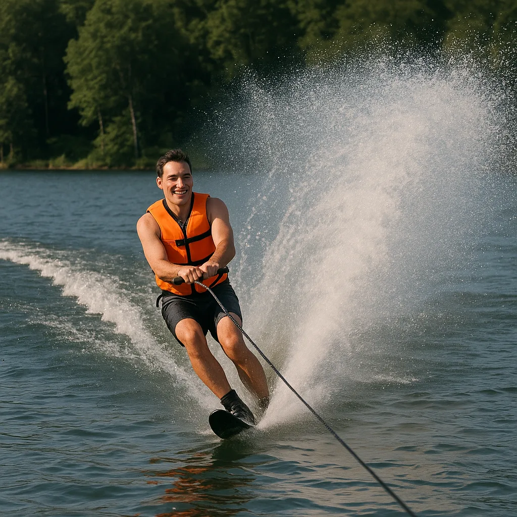 Person Wearing a Life Vest Is Water