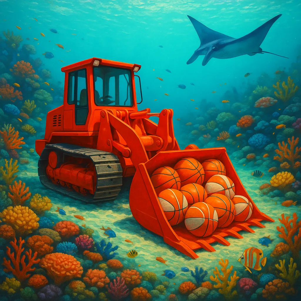 Vivid Red Bulldozer Navigates