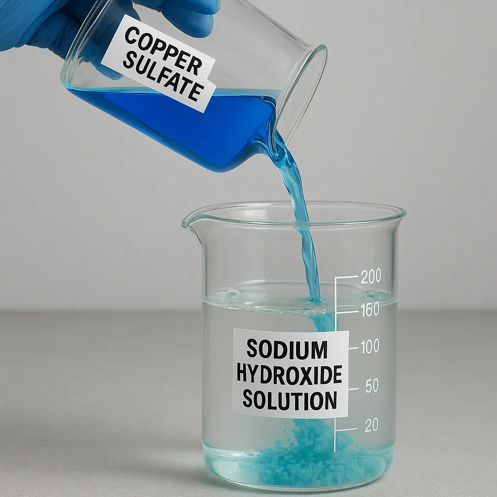 Sodium Hydroxide Solution in a Beaker Has Copper Sulfate Solution