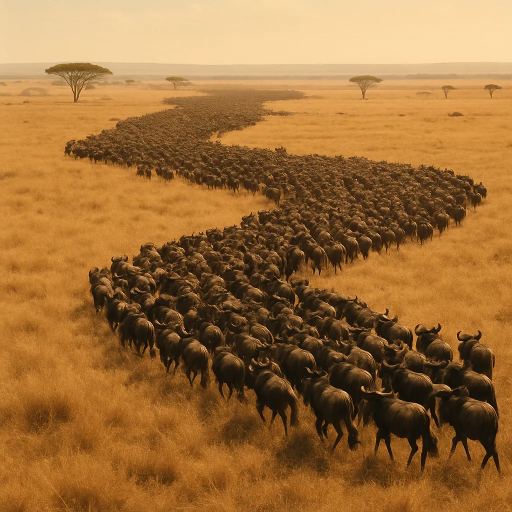 Massive Herd of Countless Wildebeest