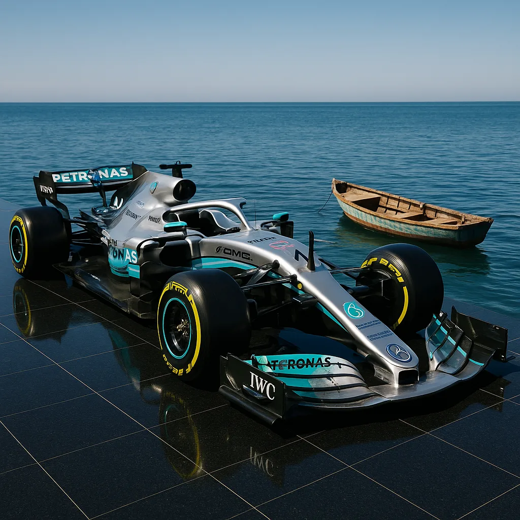 Gleaming Silver Formula 1 Car