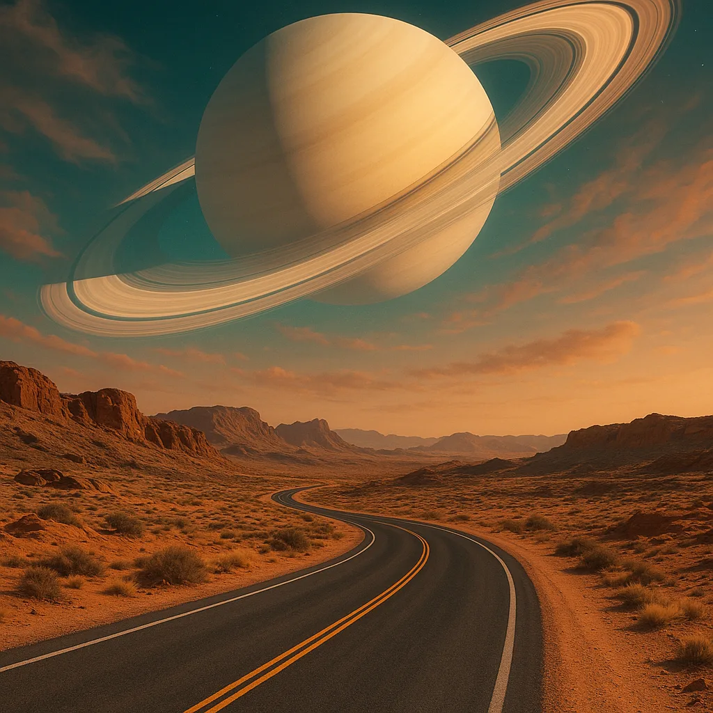 Curving Road Stretches Through a Desert Landscape
