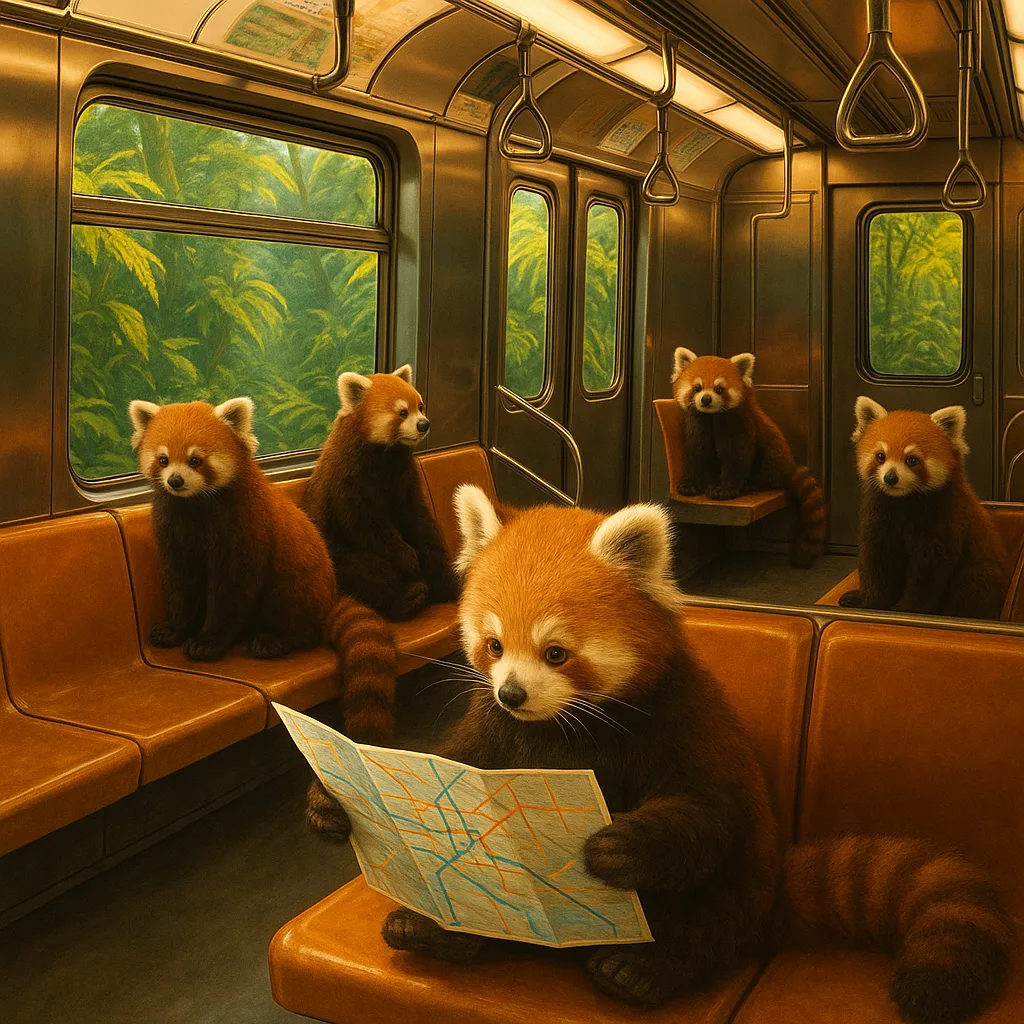 Subway Train Is Filled with Lively Red Pandas