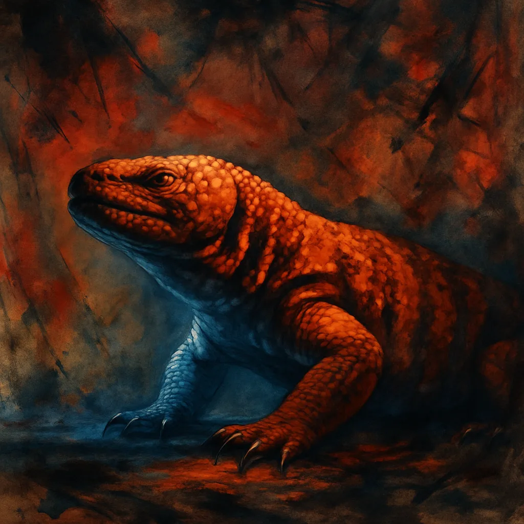 Reddish-orange Gila Monster in Profile