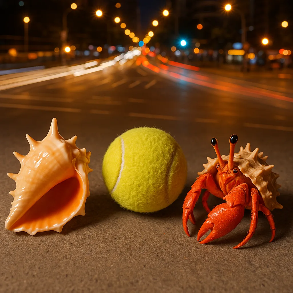 Three Incongruous Treasures—a Conch Defined by its Glossy Finish