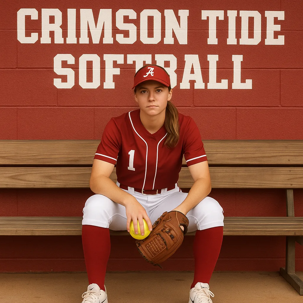Softball Player in a Crimson