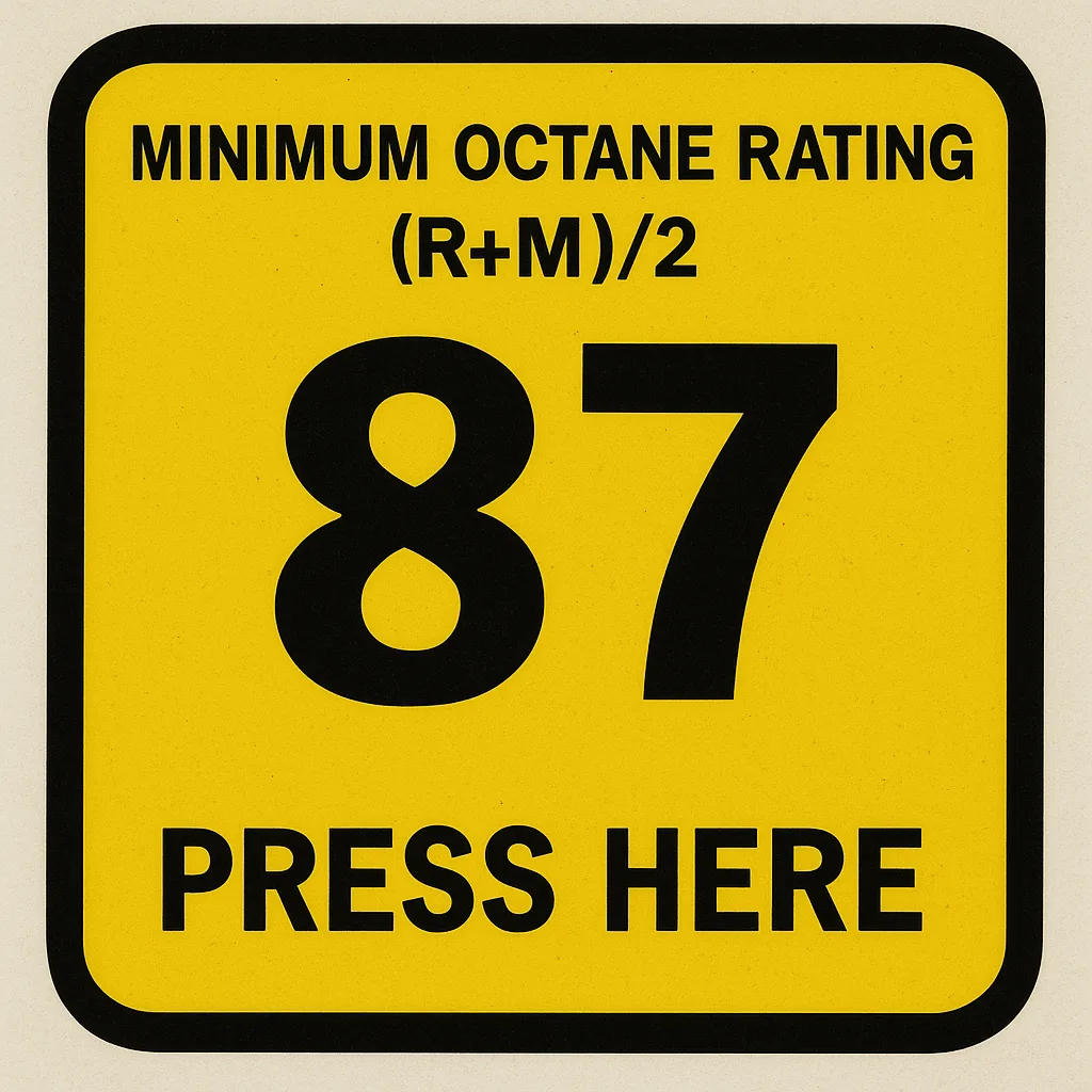 Yellow and Black Gasoline Octane Rating Label