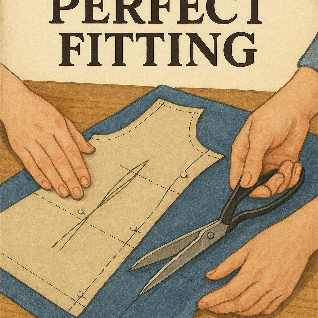 Sewing Guidebook Cover Featuring Hands Working with Garment Patterns