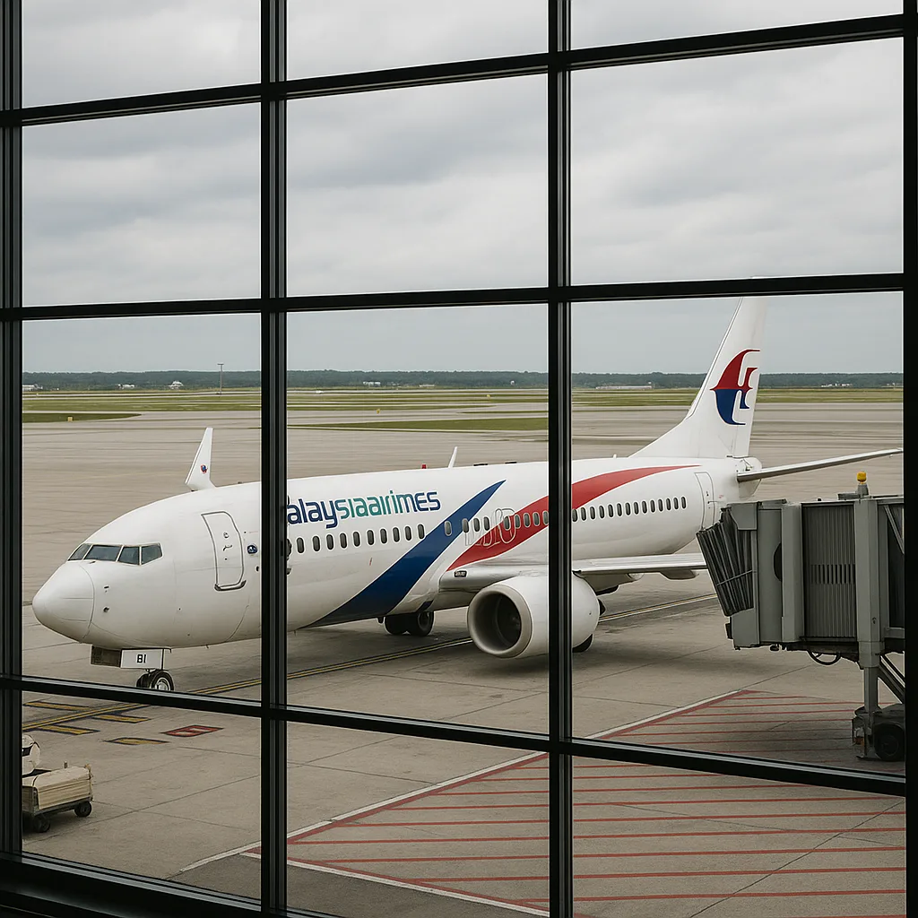 Malaysia Airlines Plane Is Parked at an Airport Gate