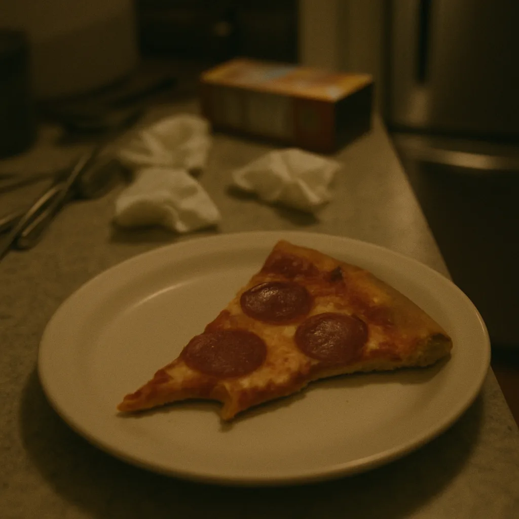 Lackluster and Blurry Photo Showing a Partially Eaten Slice