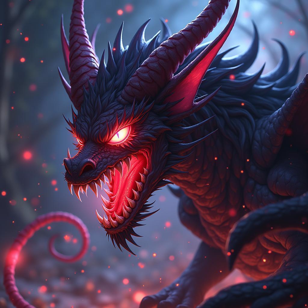 Vibrant Anime Demon With Glowing Red Eyes