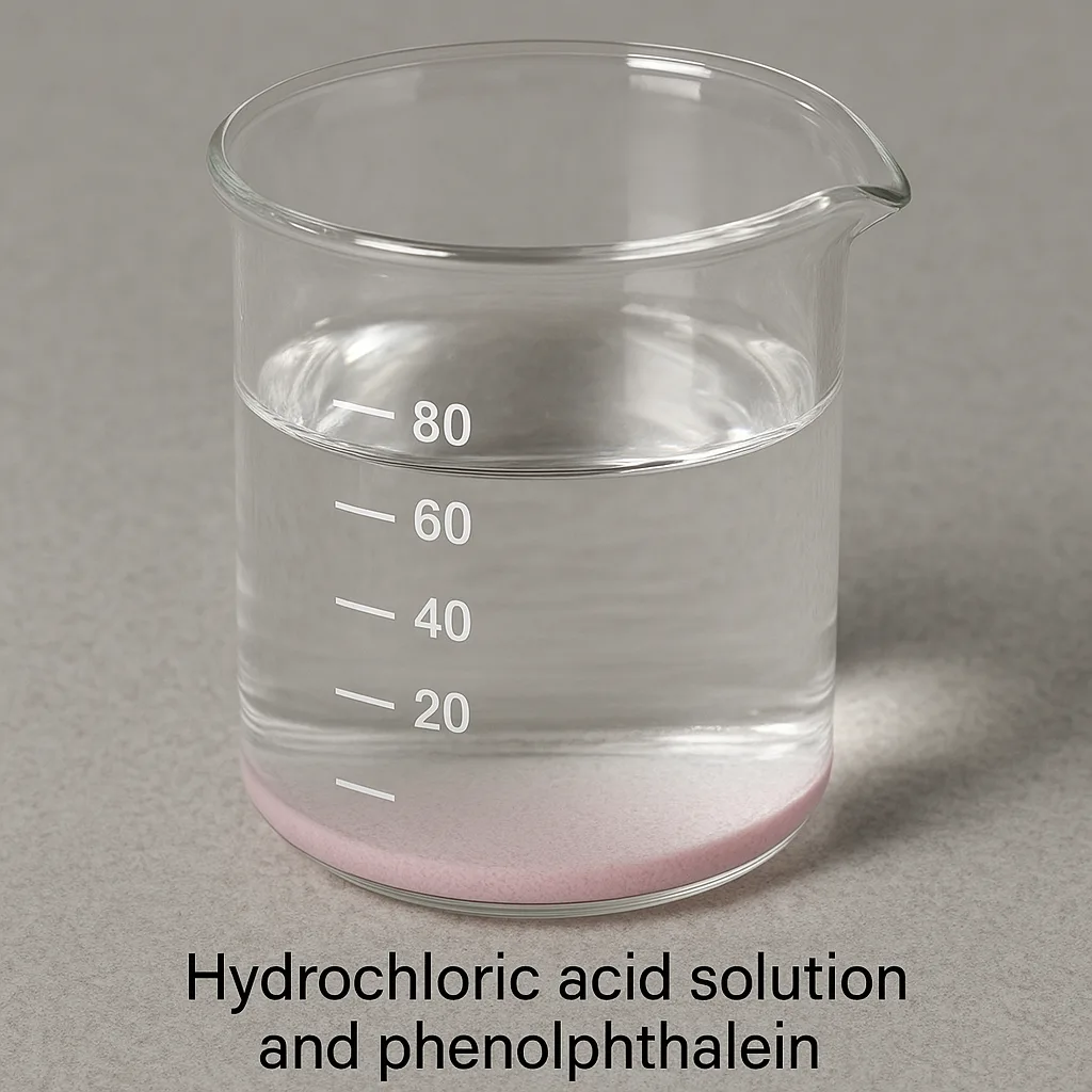 Beaker with Phenolphthalein and a Solution of Hydrochloric Acid