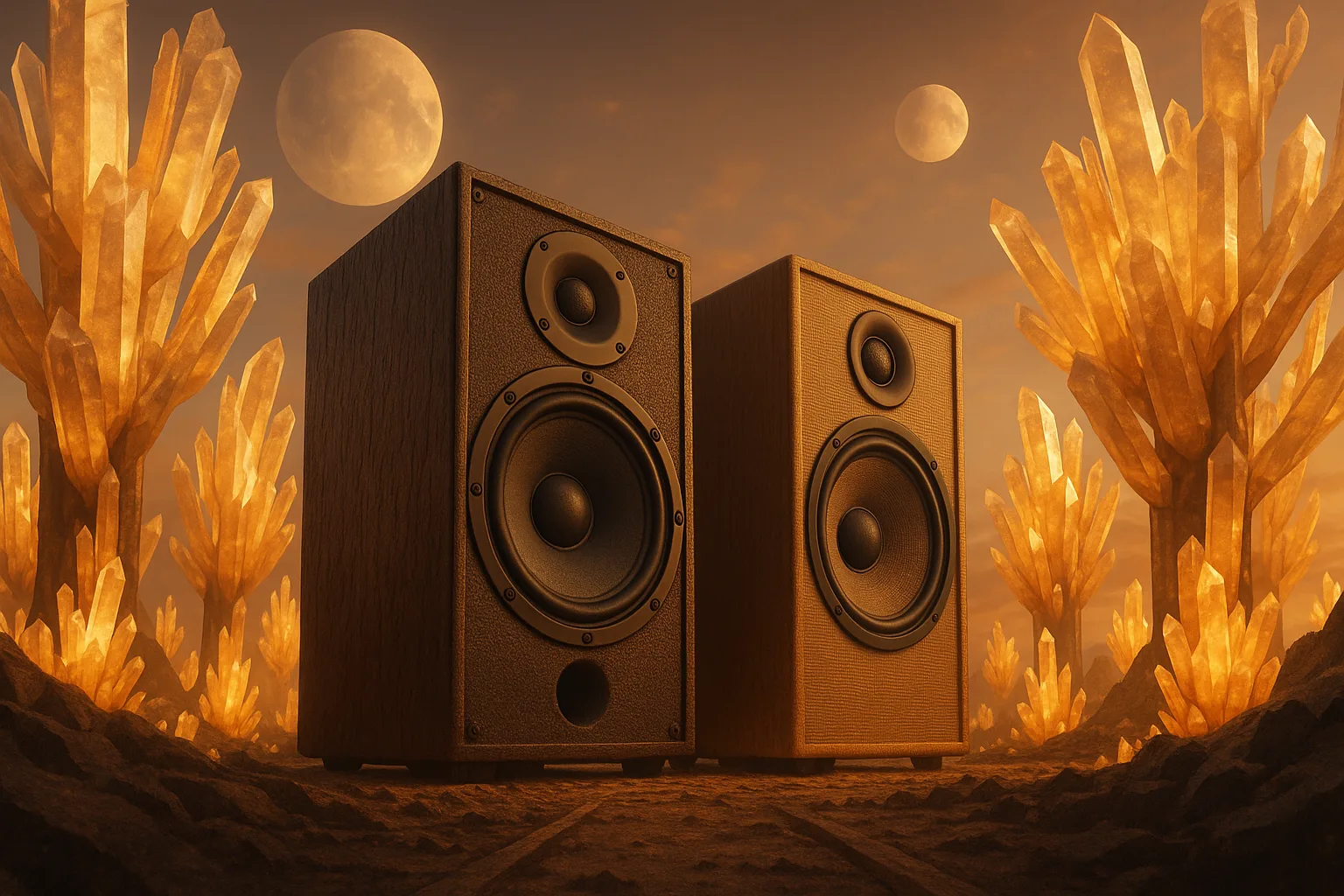 Two Varied Textured Loudspeakers