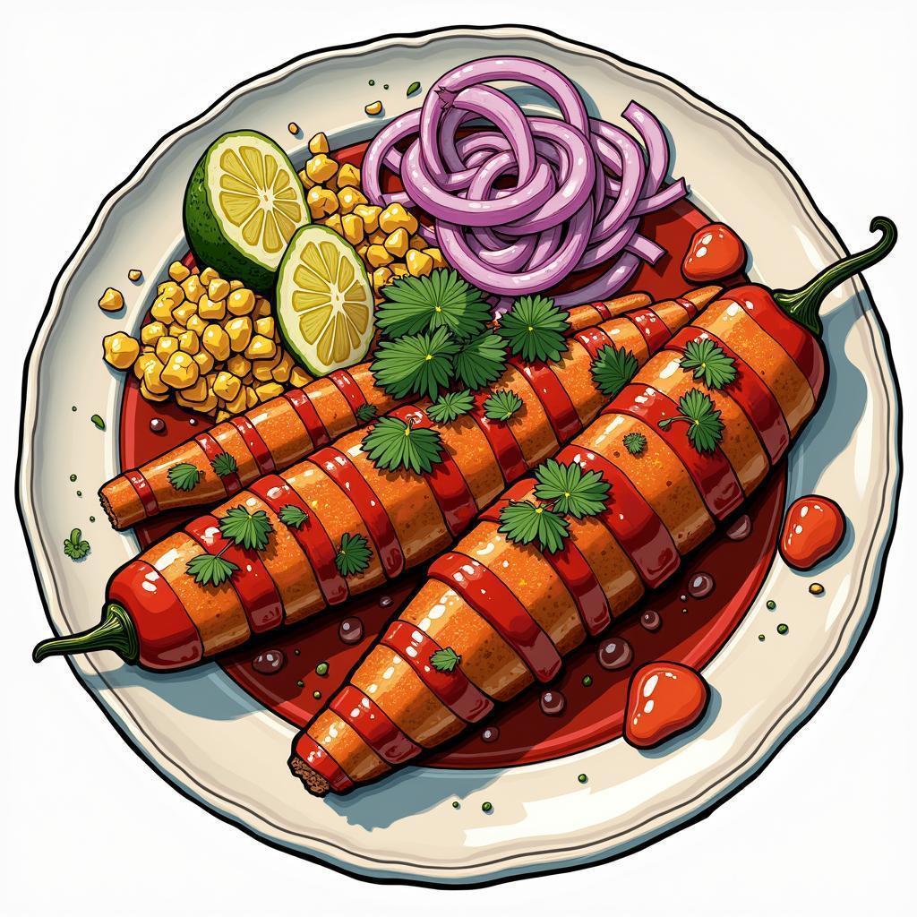 Vibrant Mexican Feast in Bold Manga Style